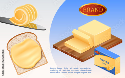 Butter milk concept background. Realistic illustration of butter milk vector concept background for web design