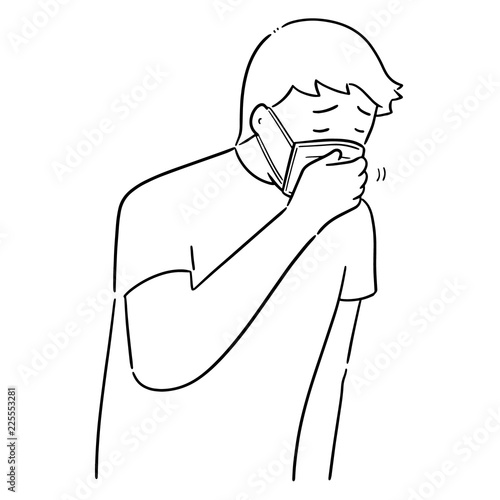 vector of man using medical mask