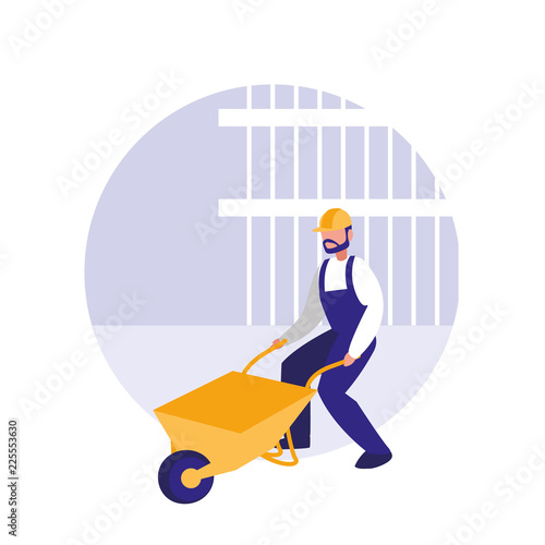 builder man with construction cart avatar character