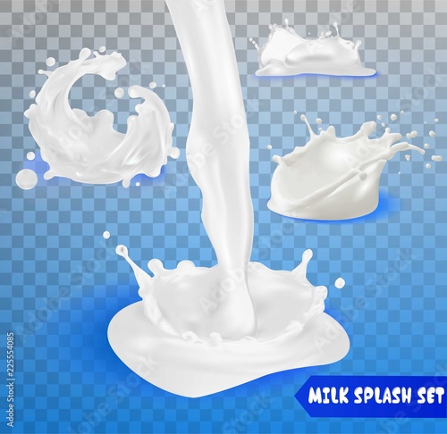 Milk splashes, drops and blots.