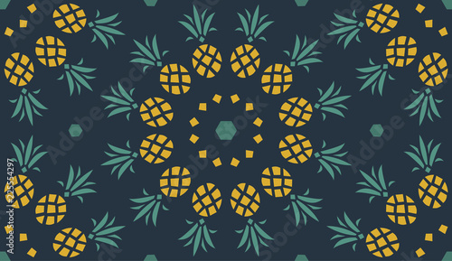 Pineapple Background. Vector Endless.
