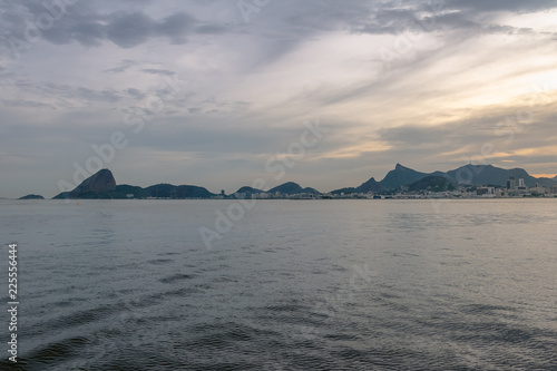 Rio de Janeiro skyline view from Guanabara bay with Sugar Loaf and Corcovado Mountains - Rio de Janeiro  Brazil