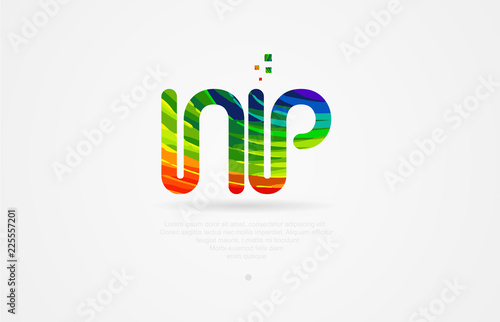 np n p rainbow colored alphabet letter logo combination