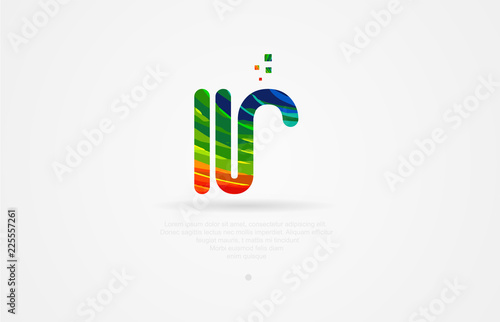 ir i r rainbow colored alphabet letter logo combination