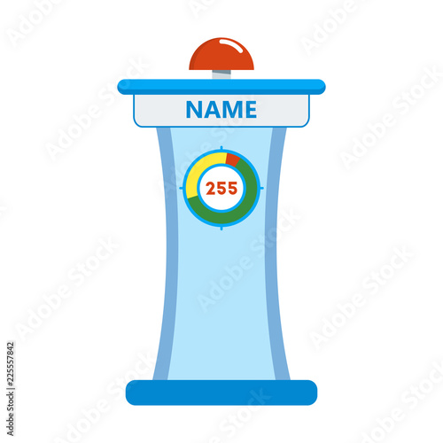Pedestal, tribune of participant of quiz show. Flat vector concept on white background.