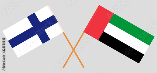 Finland and United Arab Emirates. The Finnish and UAE flags. Official colors. Correct proportion. Vector
