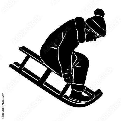 illustration of a kid riding a sleigh