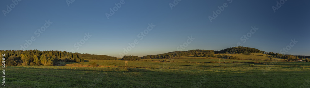 Meadows and forest in Sumava national park near Zbytiny village