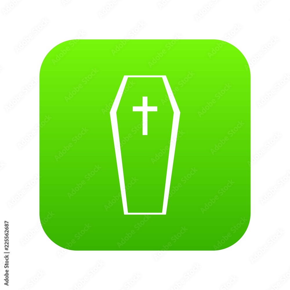 Coffin icon digital green for any design isolated on white vector illustration Coffin icon digital green for any design isolated on white vector illustration