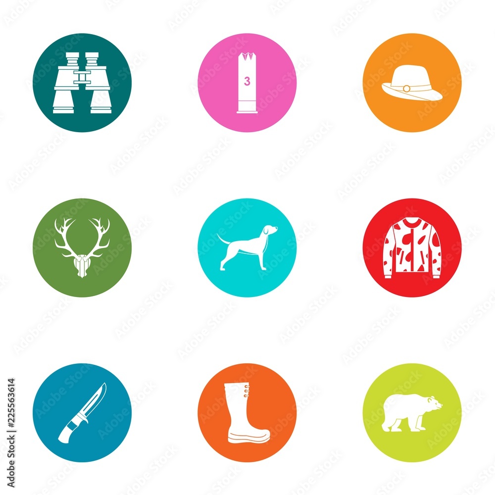 Trekking icons set. Flat set of 9 trekking vector icons for web isolated on white background