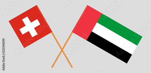 Switzerland and United Arab Emirates. The Swiss and UAE flags. Official colors. Correct proportion. Vector