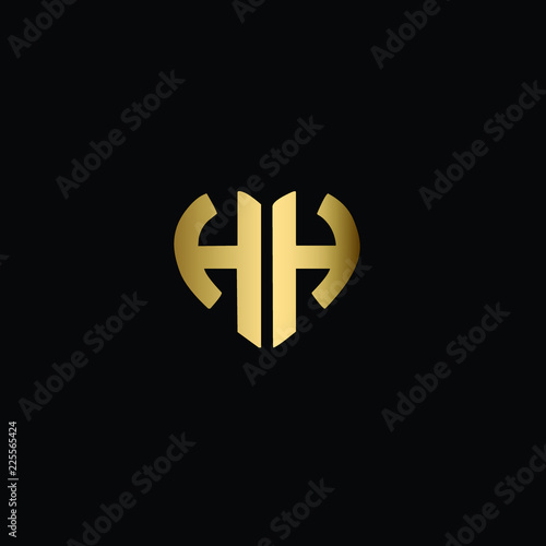 Heart Shaped Initial Letters H H or HH Romantic Logo Design