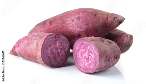 Fresh purple cassava isolated on white