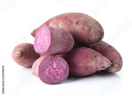 Fresh purple cassava isolated on white