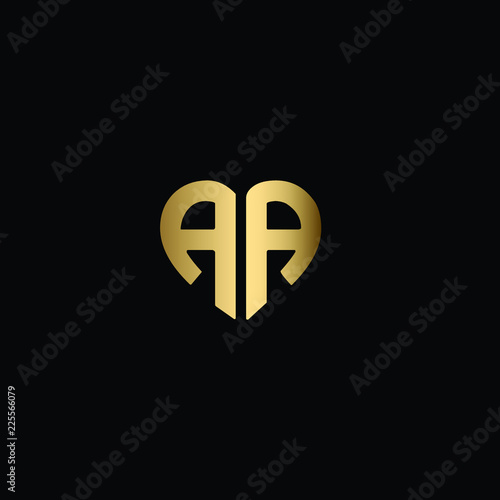Heart Shaped Initial Letters A A or AA Romantic Logo Design