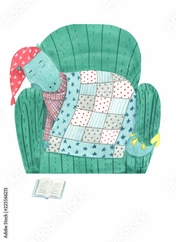 Cute sleeping dinosaur