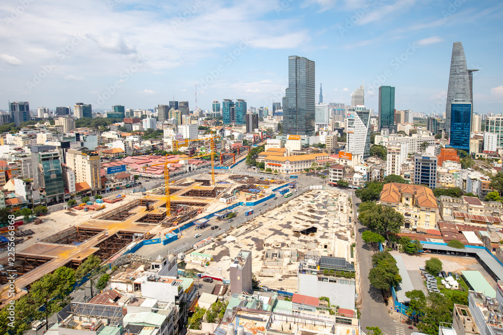 Naklejka premium Aerial view over Ho Chi Minh City