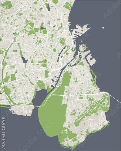 map of the city of Copenhagen, Denmark