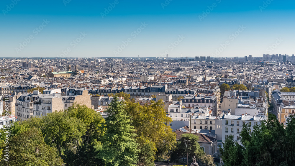 Paris, panorama of the city, from Montmartre hill
