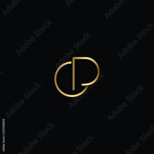 Canvas Print Abstract Minimal Initial Letters OP Logo Design in Black and Gold Color Using Le