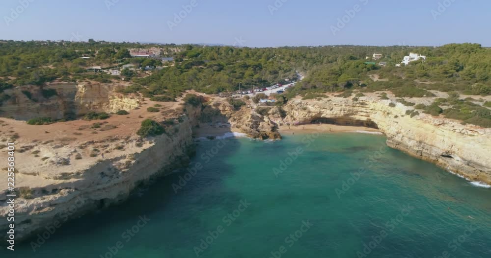 Aerial seascape in Praia Albandeira, beach destination of Algarve coast. Portugal. Aerial seascape in Praia Albandeira, beach destination of Algarve coast. Portugal.