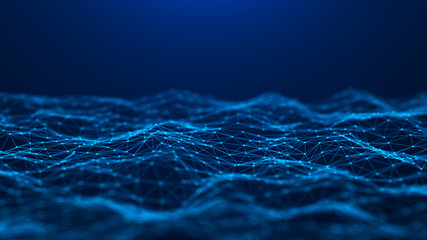 Abstract technology background. Network connection. Big data visualization. 4k rendering.