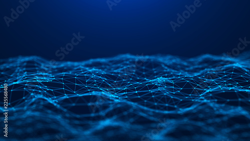 Abstract technology background. Network connection. Big data visualization. 4k rendering.