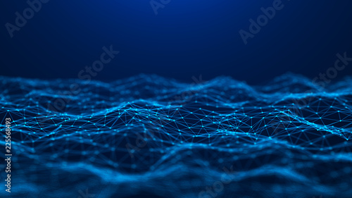 Abstract technology background. Network connection. Big data visualization. 4k rendering.