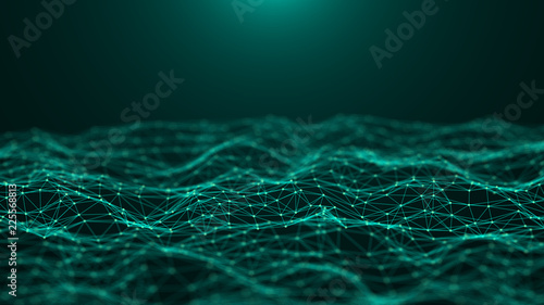 Abstract technology background. Network connection. Big data visualization. 4k rendering.