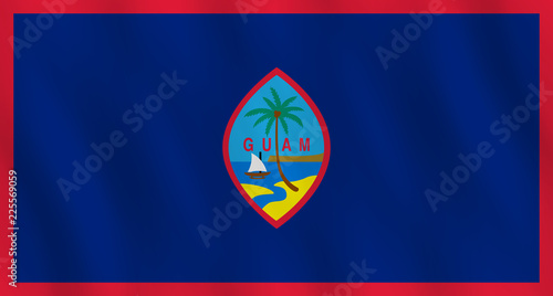 Guam flag with waving effect, official proportion.