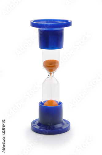 Laboratory sandglass in blue plastic holders