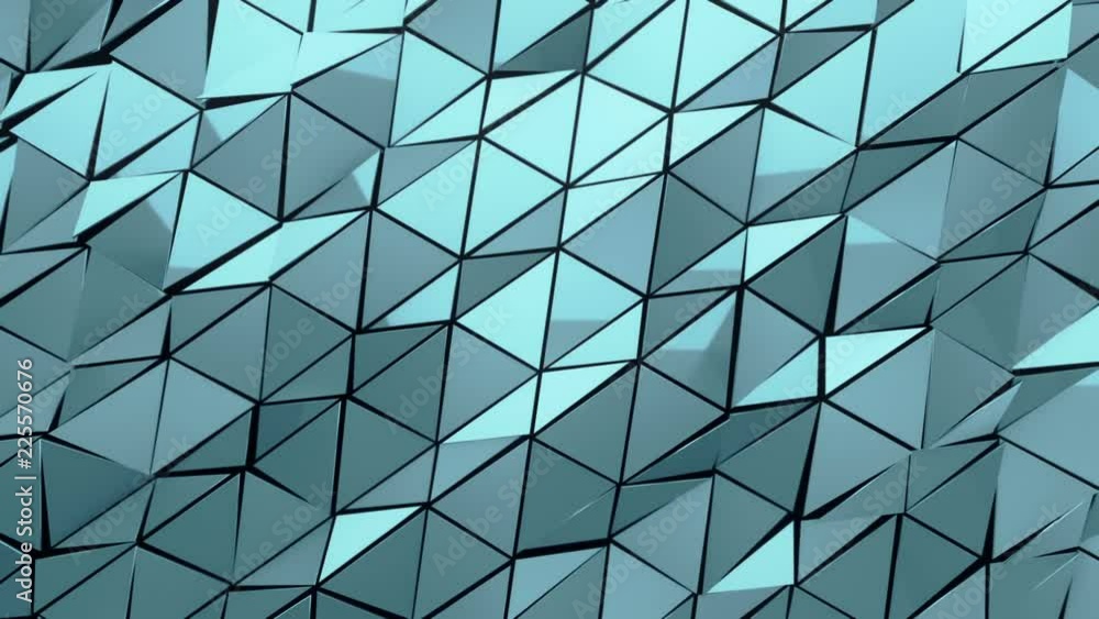 Abstract background with animation of waving smooth polygonal surface from glass, chrome or plastic. Good technological backdrop. Animation of seamless loop. Abstract background with animation of waving smooth polygonal surface from glass, chrome or plastic. Good technological backdrop. Animation of seamless loop.