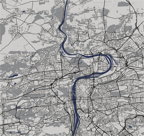 map of the city of Prague, Czech Republic