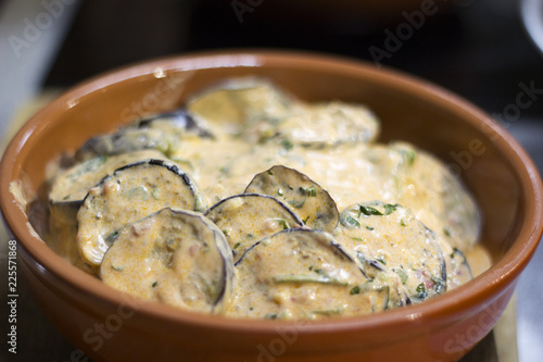 Eggplant stewed in sour cream sauce