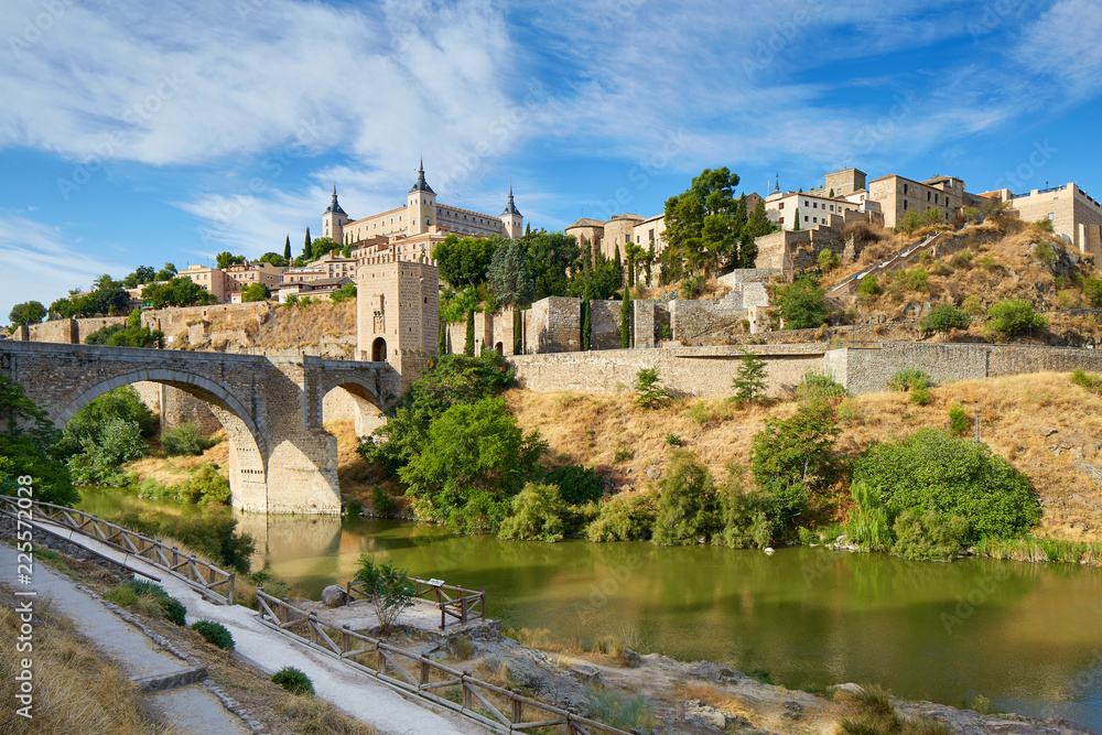 Toledo with puente de alcantara, Tajo and Alcazar