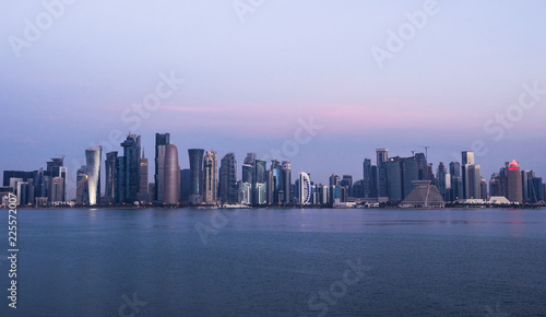 Morning Twilight Doha Skyline View. Qatar  Middle East