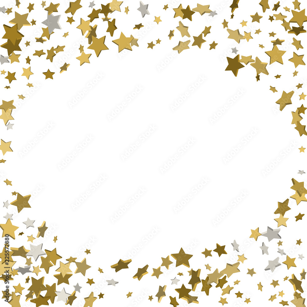 background with shiny gold stars. golden confetti frame background with shiny gold stars. golden confetti frame