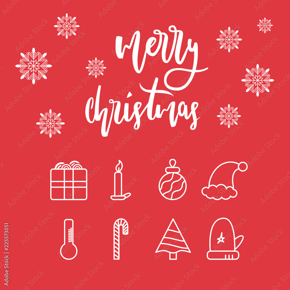 Naklejka premium Thin line icons set of christmas and celebrations. Outline symbol collection.