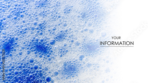Tableau sur toile Water detergent bubbles foam blue macro liquid texture pattern