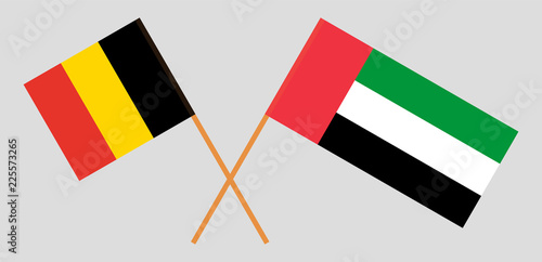 Belgium and United Arab Emirates. The Belgian and UAE flags. Official colors. Correct proportion. Vector