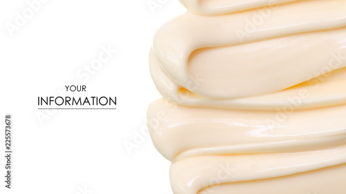 Fotografía Mayonnaise macro cream pattern on white background isolation