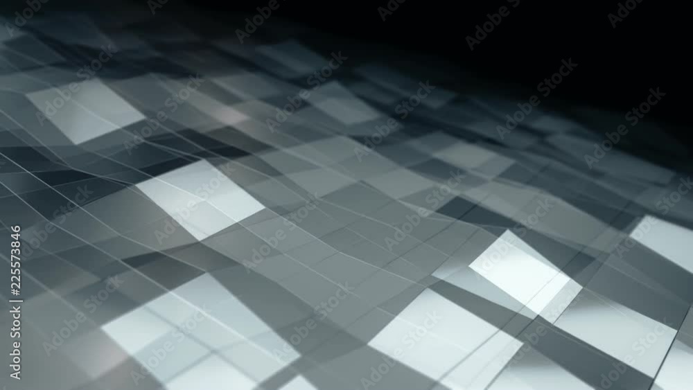 Abstract background with animation of waving smooth polygonal surface from glass, chrome or plastic. Good technological backdrop. Animation of seamless loop. Abstract background with animation of waving smooth polygonal surface from glass, chrome or plastic. Good technological backdrop. Animation of seamless loop.