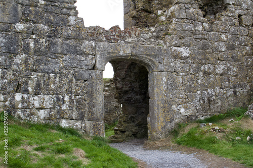 Arched stone doorway of an ancient castle ruins in County Laois  Ireland 