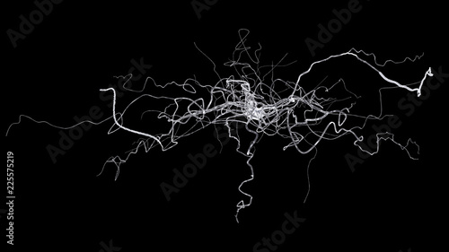 conceptual image with neuron cell isolated on black