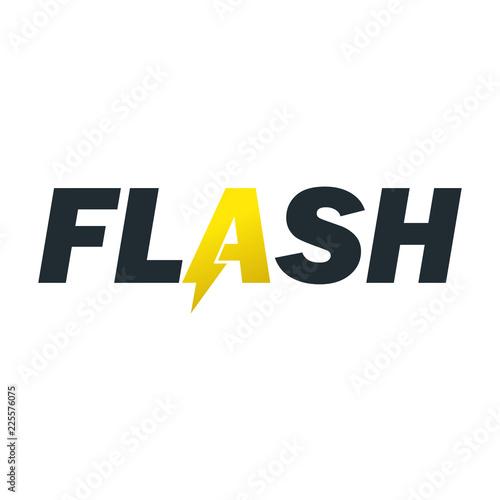 Logotipo FLASH con A estilo rayo color amarillo