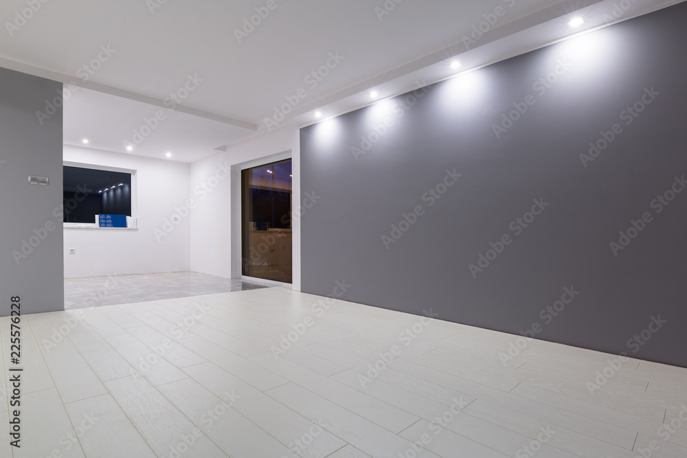 Living room with new laminated floor and decorative wall Living room with new laminated floor and decorative wall