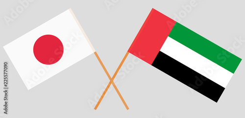 Japan and United Arab Emirates. Japanese and UAE flags. Official colors. Correct proportion. Vector
