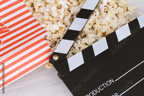 Tasty popcorn and clapboard