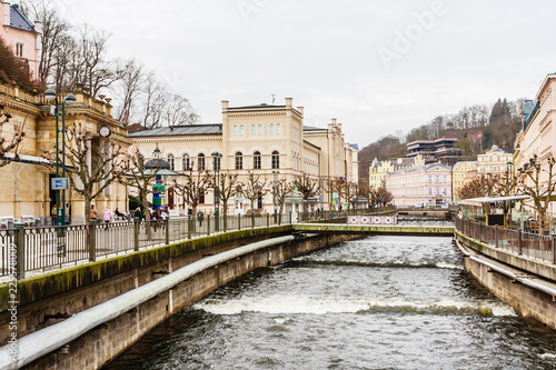 Historic city center  of the spa town Karlovy Vary. Czech republic photo