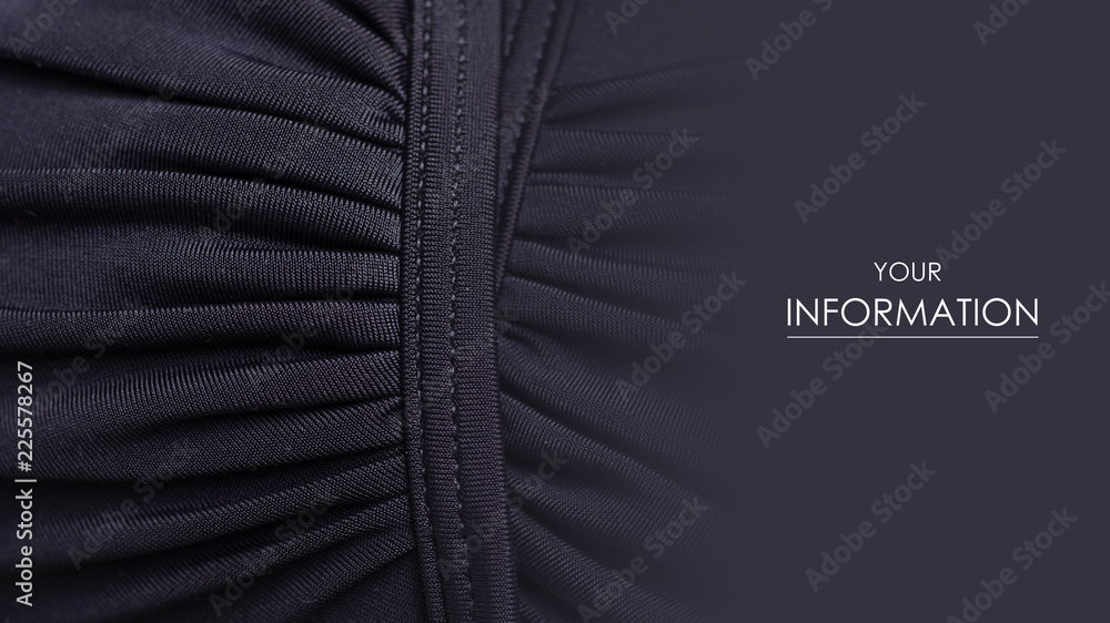 Black swimsuit bra push up seams of a string laces pattern macro background Black swimsuit bra push up seams of a string laces pattern macro background